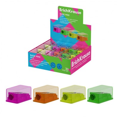 Точилка пластиковая с контейнером  "Мини, Неон" ассорти 60077 ErichKrause