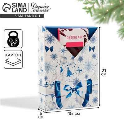 Коробка подарочная новогодняя складная «Новогодний бант», 21×15×5 см