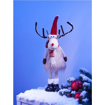 Фигура текстиль «Новогодний лосик» 58 см, 10 LED, от батареек CR2032×1, свечение тёплое белое