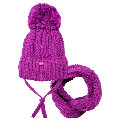 Комплект трикотажный для девочек: шапка, снуд