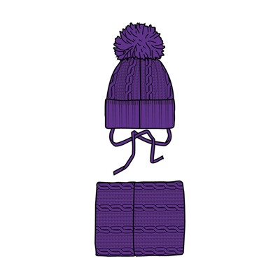 Комплект трикотажный для девочек: шапка, снуд