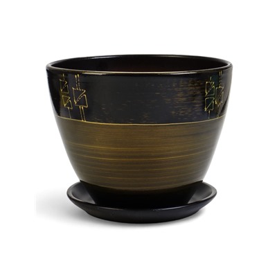 Горшок для цветов «Мираж », 8 л, d=30 см, h=23 см, с поддоном, керамика, коричневый