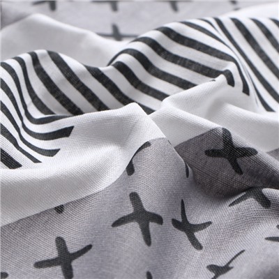 Простыня на резинке 2-спальная «Этель» Gray geometry, 160×200+25 см, бязь