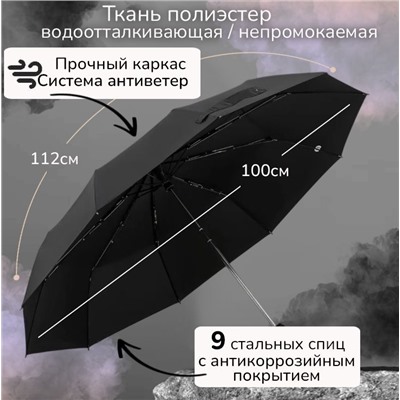 Зонт Universal Umbrella полуавтомат чёрный, A0055 ручка полукрюк