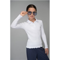 Блузка-поло в рубчик для девочки Happyfox