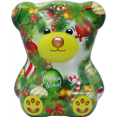 Черный дракон. Новый год. Медвежонок «Новогодний» (зеленый) 50 гр. жест.банка