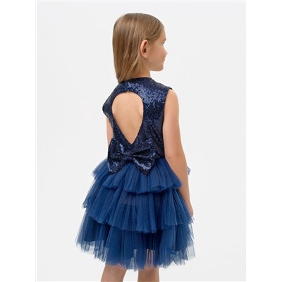 Платье нарядное для девочки KAFTAN, с пайетками, 134-140, синее