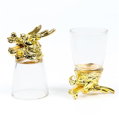 Набор подарочный 3 в 1 «Гриндер» : 2 рюмки по 30 мл, колода пластиковых карт, стекло, металл, золотистый