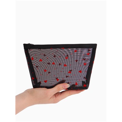 Косметичка женская Little love, с рисунком, на молнии, чёрная