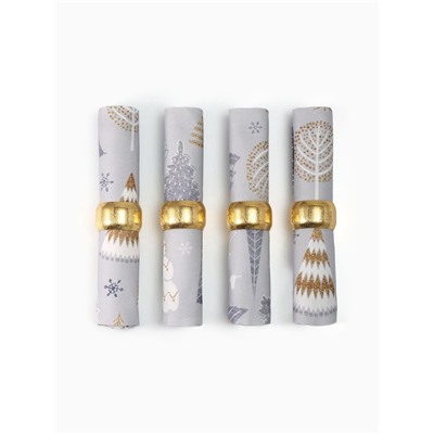 Набор сервировочных салфеток с декоративными кольцами Let it snow, 40×40 см - 4 шт., 100% хлопок, саржа 190 г/м²