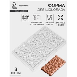 Форма для шоколада KONFINETTA «Воздушный», пластик, 3 ячейки, 27.5×17.5×2.5 см, ячейка 15.3×7.5×0.8 см, прозрачная