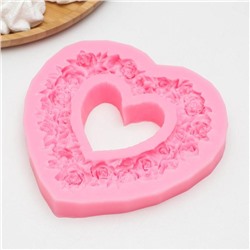 Молд «Розовое сердце», силикон, 16×16×2 см, цвет МИКС
