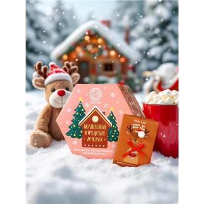 Новогодний подарочный набор косметики «Волшебные истории», мыло для рук кусковое 100 г и мочалка для тела, URAL LAB