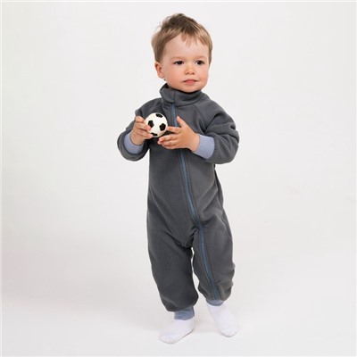 Комбинезон воротник-стойка, серый, рост 80-86 см