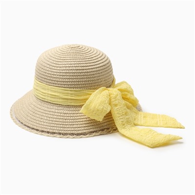 Шляпа для девочки MINAKU «Принцесса», размер 52, бежевая