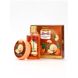 Новогодний подарочный набор косметики: гель для душа 100 мл и бомбочка для ванны 100 г, аромат мандарин, URAL LAB