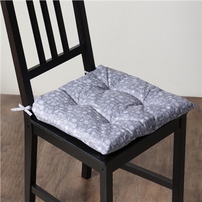 Подушка на стул Этель «Цветы» цв. grey, 40×40 см, 100% п/э