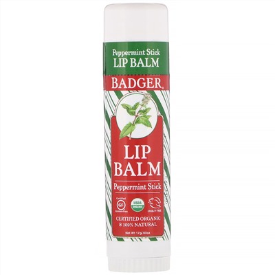Badger Company, Бальзам для губ, палочка с перечной мятой, 17 г (0,6 унции)