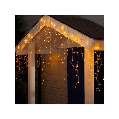 Гирлянда «Бахрома» 3×0.9 м, IP44, УМС, прозрачная нить, 232 LED, свечение жёлтое, 220 В