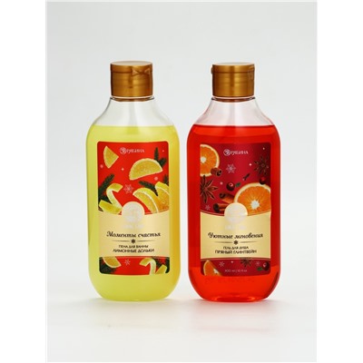 Подарочный набор новогодний косметики в деревянной корзине: гель для душа, пена и полотенце, URAL LAB