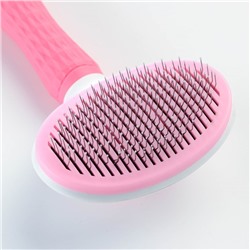 Пуходёрка с самоочисткой Пижон Premium округлая, с каплями, 10×19 см, розовая