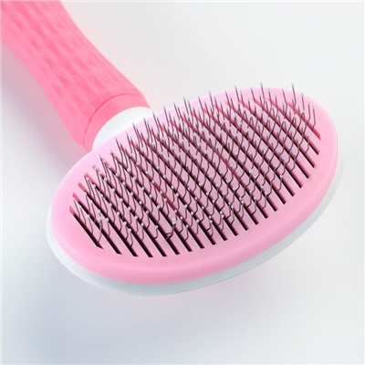 Пуходёрка с самоочисткой Пижон Premium округлая, с каплями, 10×19 см, розовая