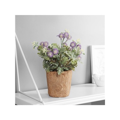 Искусственный цветок в горшке «Синеголовник экстра», 9×21 см, МИКС