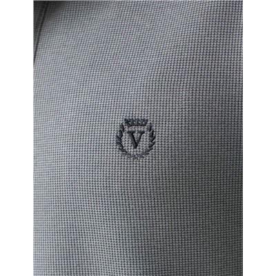 Лонгслив из фактурного трикотажа с плетеным воротником поло с застежкой на пуговицы