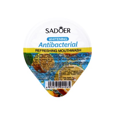 Ополаскиватель для полости рта антибактериальный SADOER, лимон, 10 шт. по 13 мл