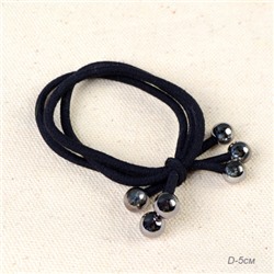 Резинка для волос с бусинками / YIW-45 /уп 100/черная