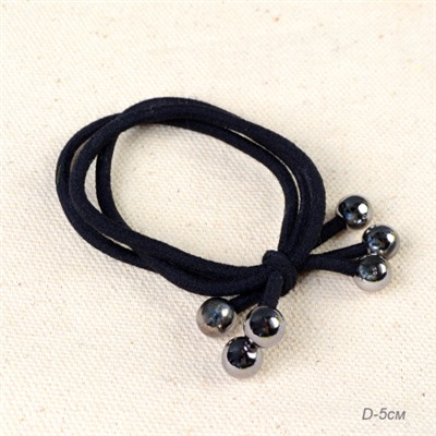 Резинка для волос с бусинками / YIW-45 /уп 100/черная