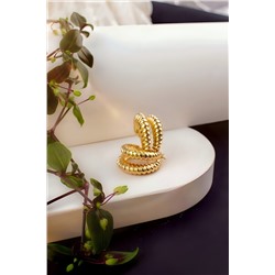 Серьги двойные кольца Рифленые + Подарок НАТАЛИ, 1133043