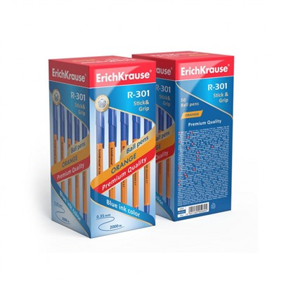 Ручка шариковая R-301 GRIP Orange синяя  0.7мм 39531 ErichKrause