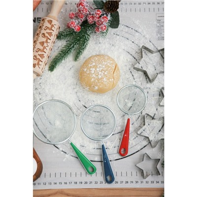 Набор сит Доляна, 3 шт., d=6/7/9 см, нержавеющая сталь, разноцветные