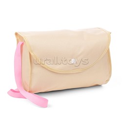 Коляска для кукол металлическая, прогулочная с капюшоном и сумкой, цвет розово-бежевый