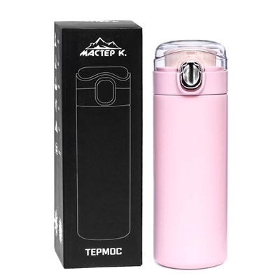 УЦЕНКА Термос Мастер К Simple, 400 мл, 20.5×6.3 см сохраняет тепло 8 ч, нержавеющая сталь, пластик, розовый