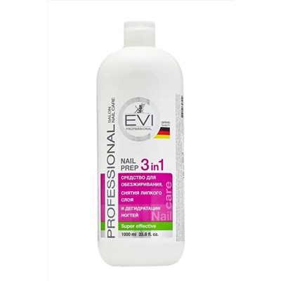 EVI professional Средство для обезжиривания ногтей, снятия липкого слоя и дегидратации ногтей 3 в 1, 1000 мл KRISTALLER, 1118306