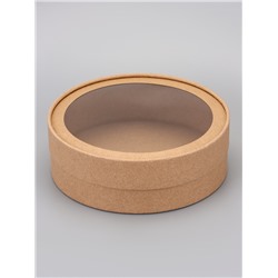 Набор круглых подарочных коробок, завальцованные с окном, крафт, набор 8 шт., 18×6 см