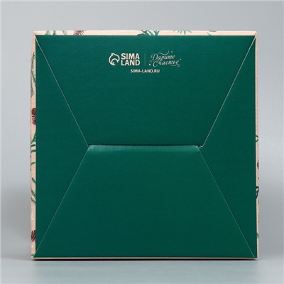 Коробка кондитерская с окном, сундук, «С Новым годом!» 20×20×20 см