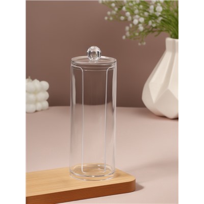 Органайзер для ватных дисков, с крышкой, d=6.5×19.5 см, прозрачный