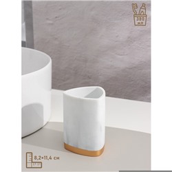 Аксессуары для ванной «Мрамор», 3 предмета, мыльница, дозатор 230 мл, стакан, белые