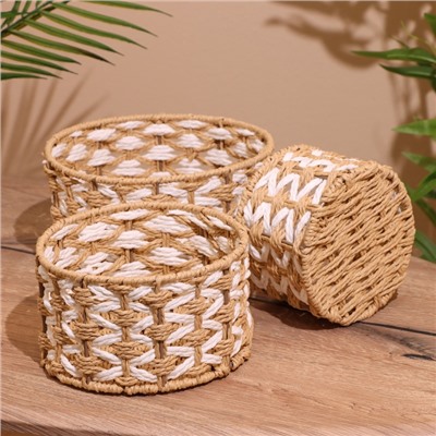 Набор плетёных корзин, 3 шт., 23×19×15 см
