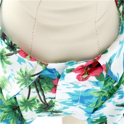 Рубашка для собак «Тропики», размер XS, ДС 20. ОГ 28, ОШ 19 см, голубая