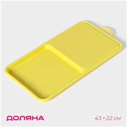 Доска разделочная с лотком Доляна «Симплекс», 43×22×2 см, МИКС