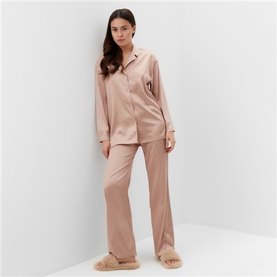 Пижама женская (рубашка, брюки) KAFTAN «Леопард», золотая, размер 40-42