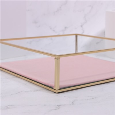 Органайзер для хранения «PINK RIPPLES», стеклянный, 20×20×5 см, цвет медный, розовый