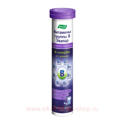 ЭВАЛАР ВИТАМИНЫ ГРУППЫ B N15 ТАБЛ ШИП МАССОЙ 5,0Г