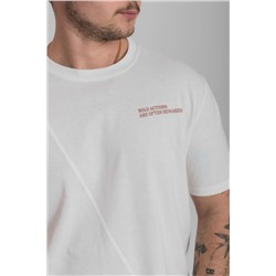 Футболка из кулирки с декоративной отстрочкой и принтом М125059Пм