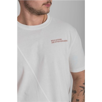 Футболка из кулирки с декоративной отстрочкой и принтом М125059Пм