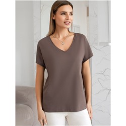 Свободная футболка с V-вырезом и цельнокроеным рукавом из 100% хлопка